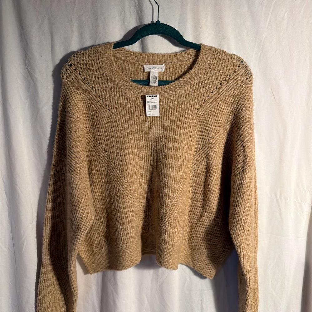 Full Tilt Tan Crew Neck Sweater